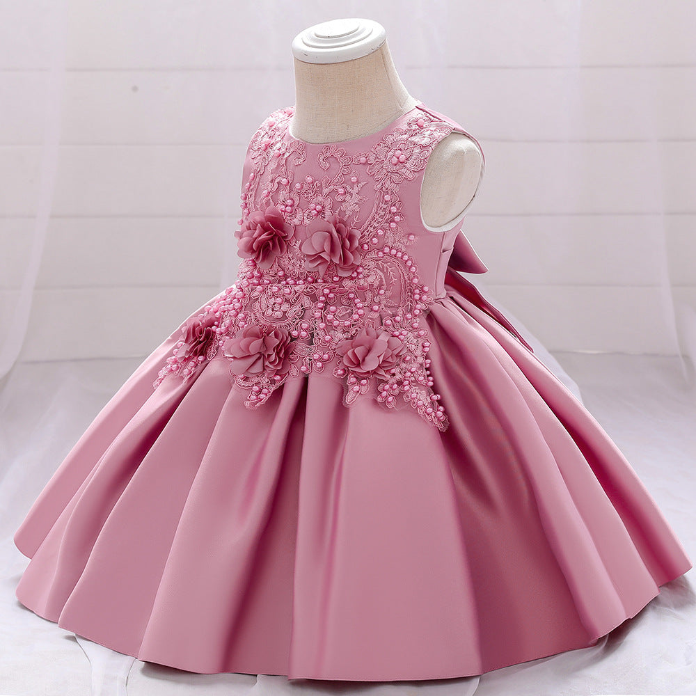 New Babies' Dress Girls Applique Beaded Children Princess Dress