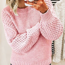Warm Sweater Versatile Solid Color Outerwear Knitted Pullover For Women