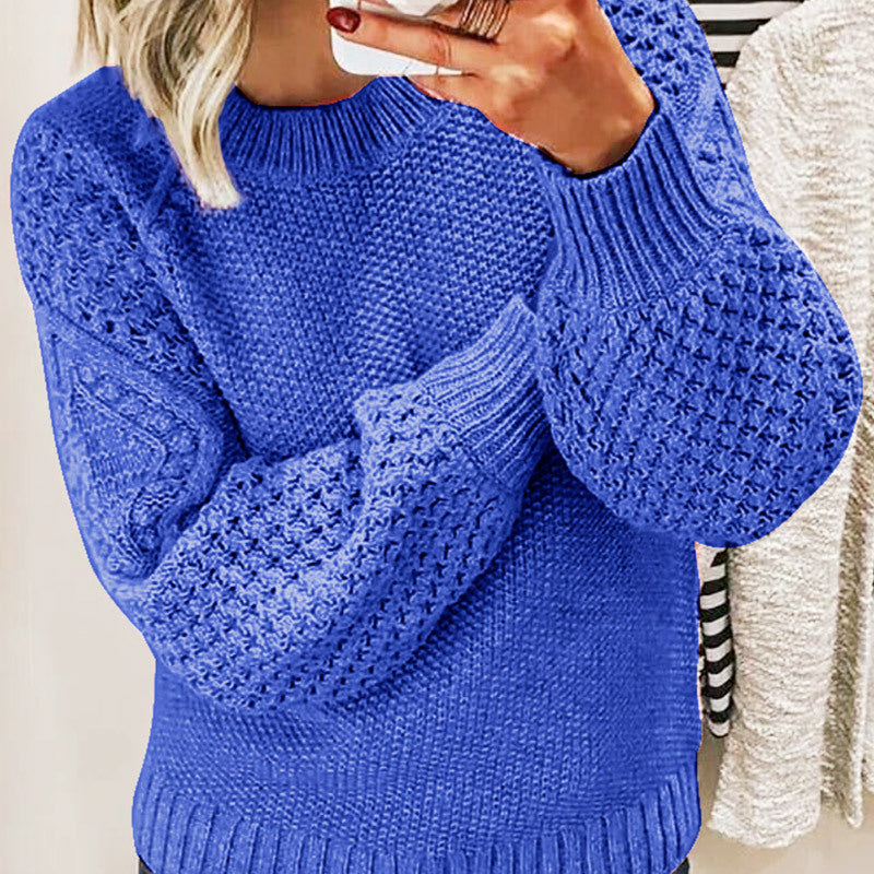 Warm Sweater Versatile Solid Color Outerwear Knitted Pullover For Women