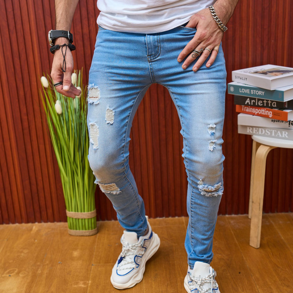 Summer Ripped Men's Casual Slim Fit Stretch Jeans