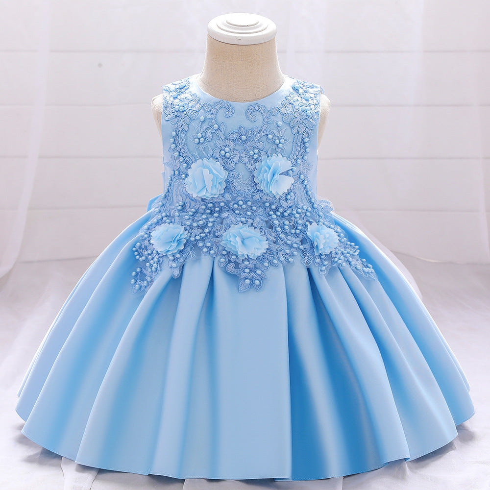 New Babies' Dress Girls Applique Beaded Children Princess Dress